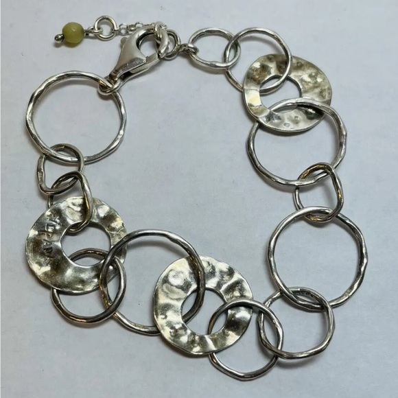Silpada Vintage Sterling Silver Hammered Circle Paper Chain Bracelet 7.5 inch - Picture 6 of 7